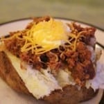 Loaded Baked Potatoes with Tender Salsa Beef