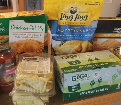 Variety of food items from the store which someone may need to survive morning sickness