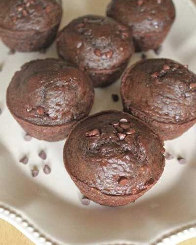 These muffins are perfect! They are mildly sweet and have a rich, deep chocolate flavor that will cure any craving.