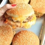 oven baked Cheeseburger straight from oven