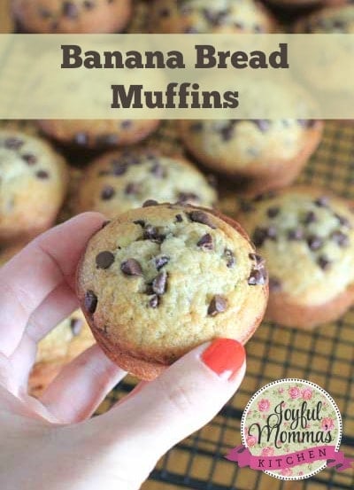 If you like moist, old fashioned banana bread, you will LOVE these Banana Bread Muffins.  They have the same dense texture and amazing flavor, just like your Grandmother's homemade banana bread.  