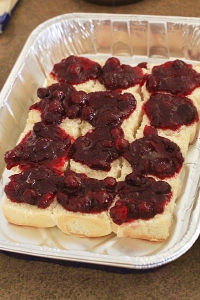 Thanksgiving Sliders second step adding cranberries to sliders