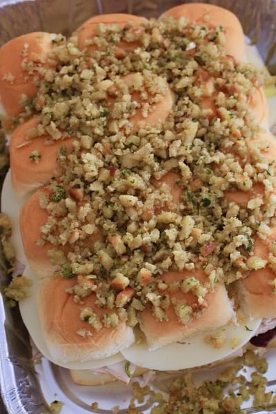 Thanksgiving Sliders smothered in dressing