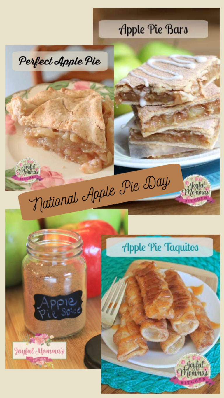 Collage of images with apple pie recipes with text overlay saying national apple pie day