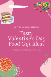 Tasty valentine's day food gift ideas text over a pink background