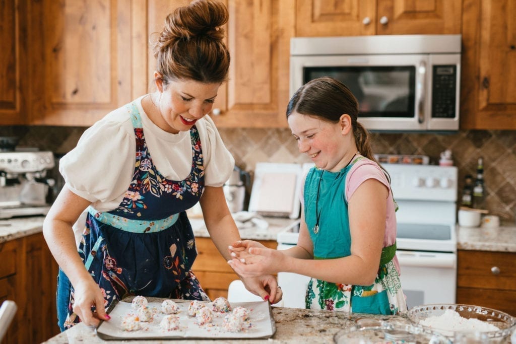Lexi and Daughter making cookies at home